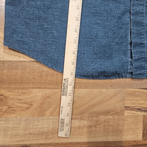 Western Essentials by Karman Shirt XL Vintage Aztec Chambray Denim Button-Up - Picture 8 of 9